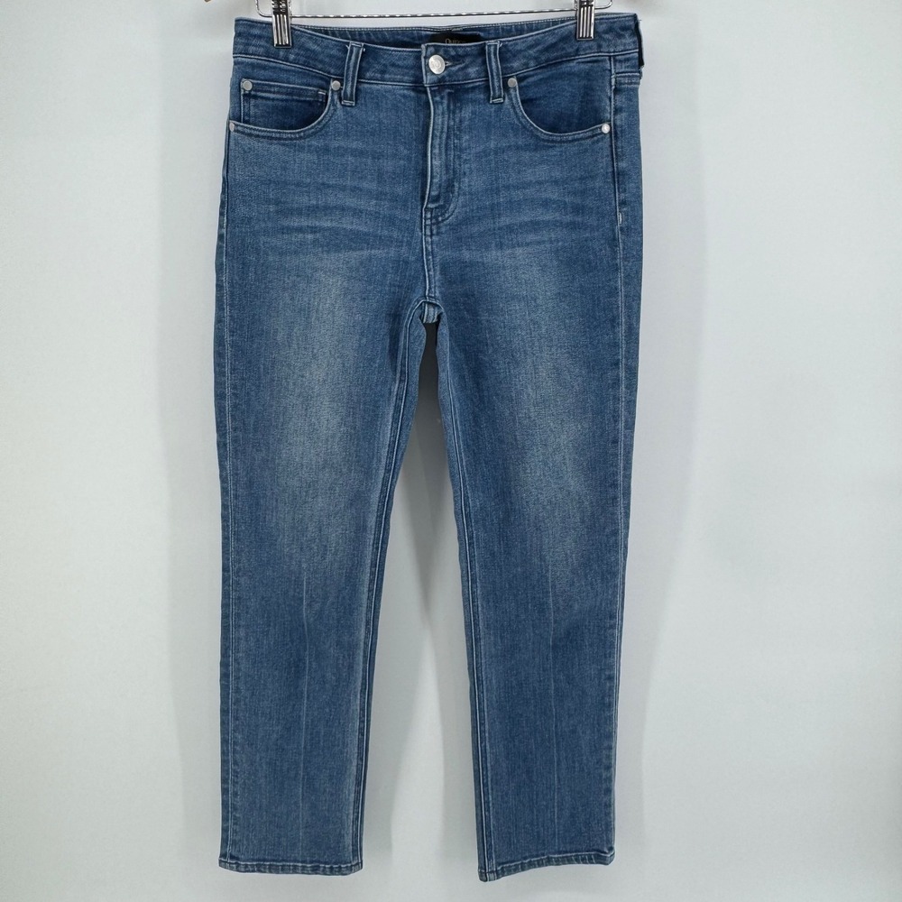 Quince Organic Cotton Denim Jeans Womens 28 Slim Straight Stretch Mid Rise Blue